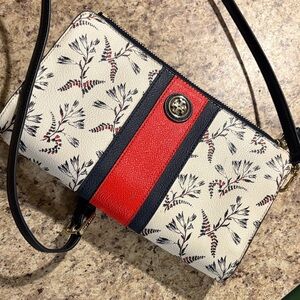 Tory Burch Red and Black Floral Crossbody Bag